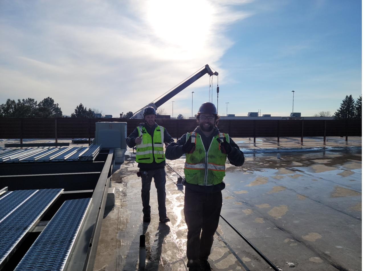Rooftop equipment set during cleanroom construction
